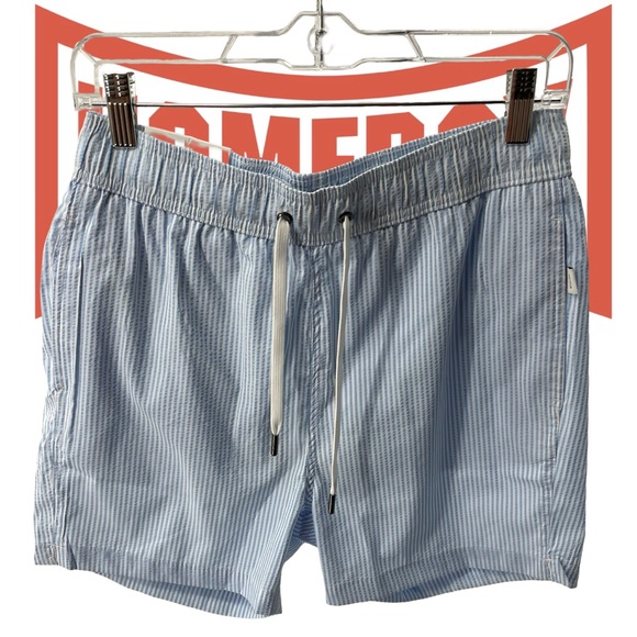 Onia Sky Blue Striped Athletic Shorts